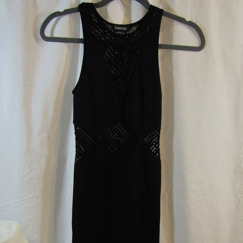 BEBE Black Waist Cutout Spandex Sleeveless Dress